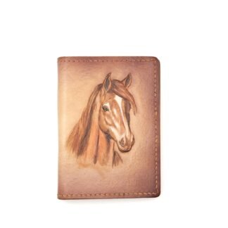 Mini Leather Wallet with Hand-Carved Horse – Equestrian Wallet, Western Horse Lover Gift