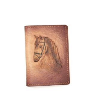 Mini Leather Wallet with Hand-Carved Horse Portrait – Handmade Horse Lover Gift