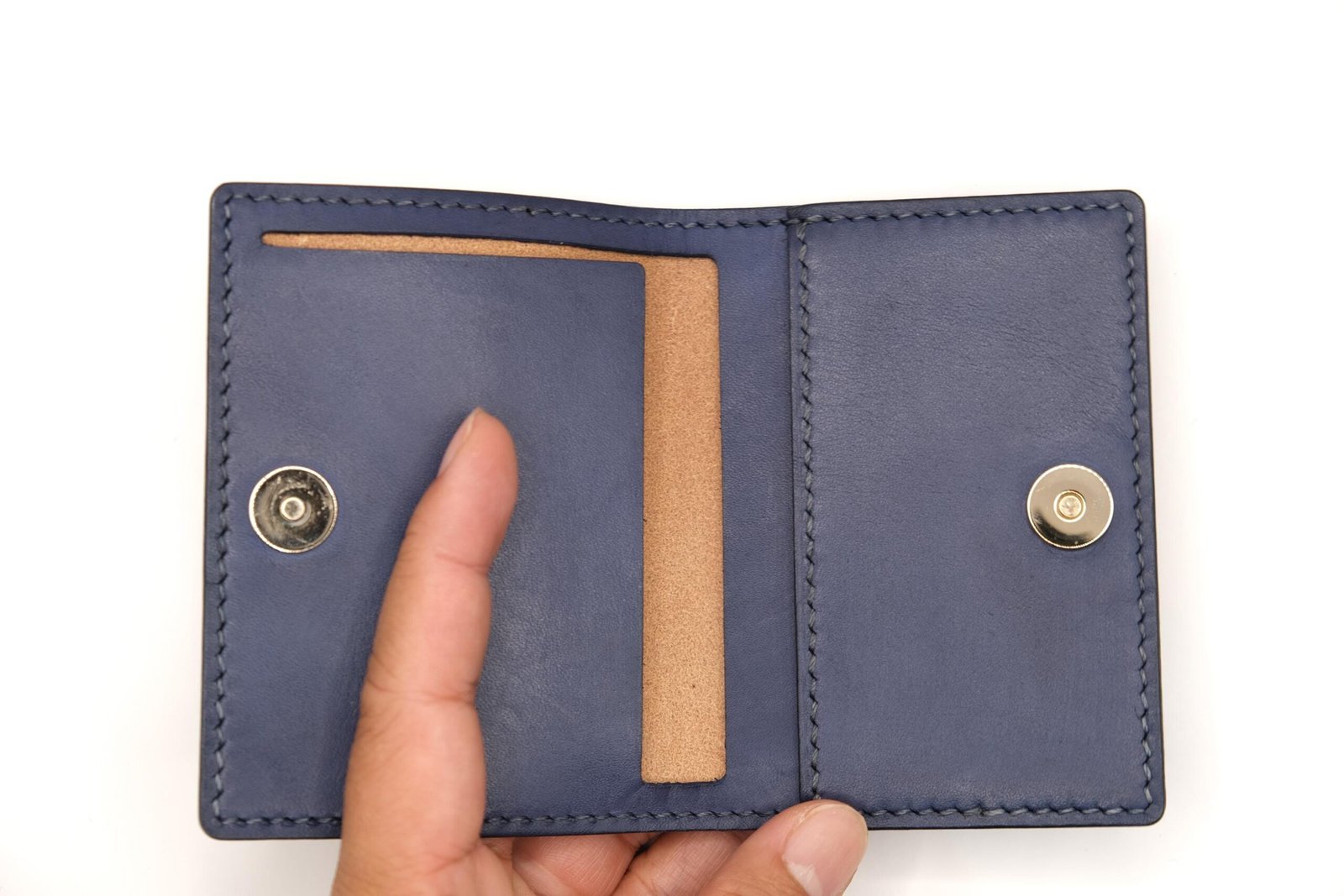 Mini Leather Wallet with Hand-Carved Whale & Roses – Ocean Floral Wallet, Blue Whale Gift - Image 2