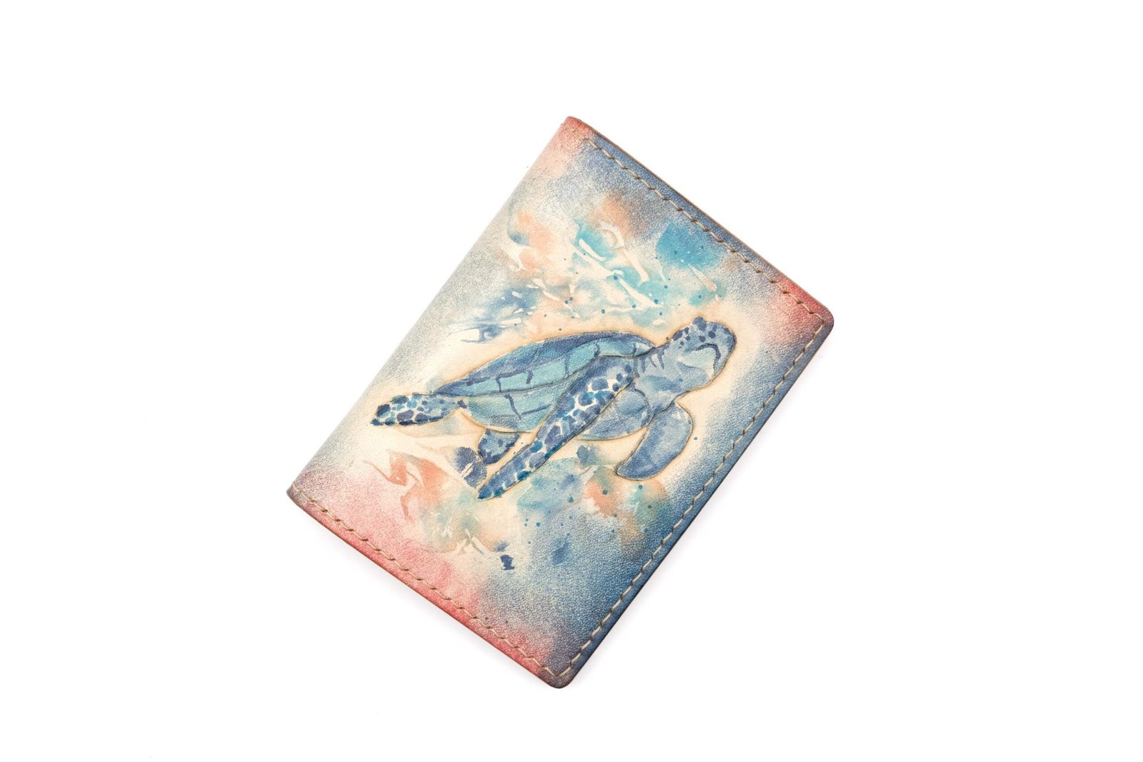 Mini Leather Wallet with Hand-Carved Sea Turtle – Handmade Leather Wallet, Unique Wallet Gift - Image 3