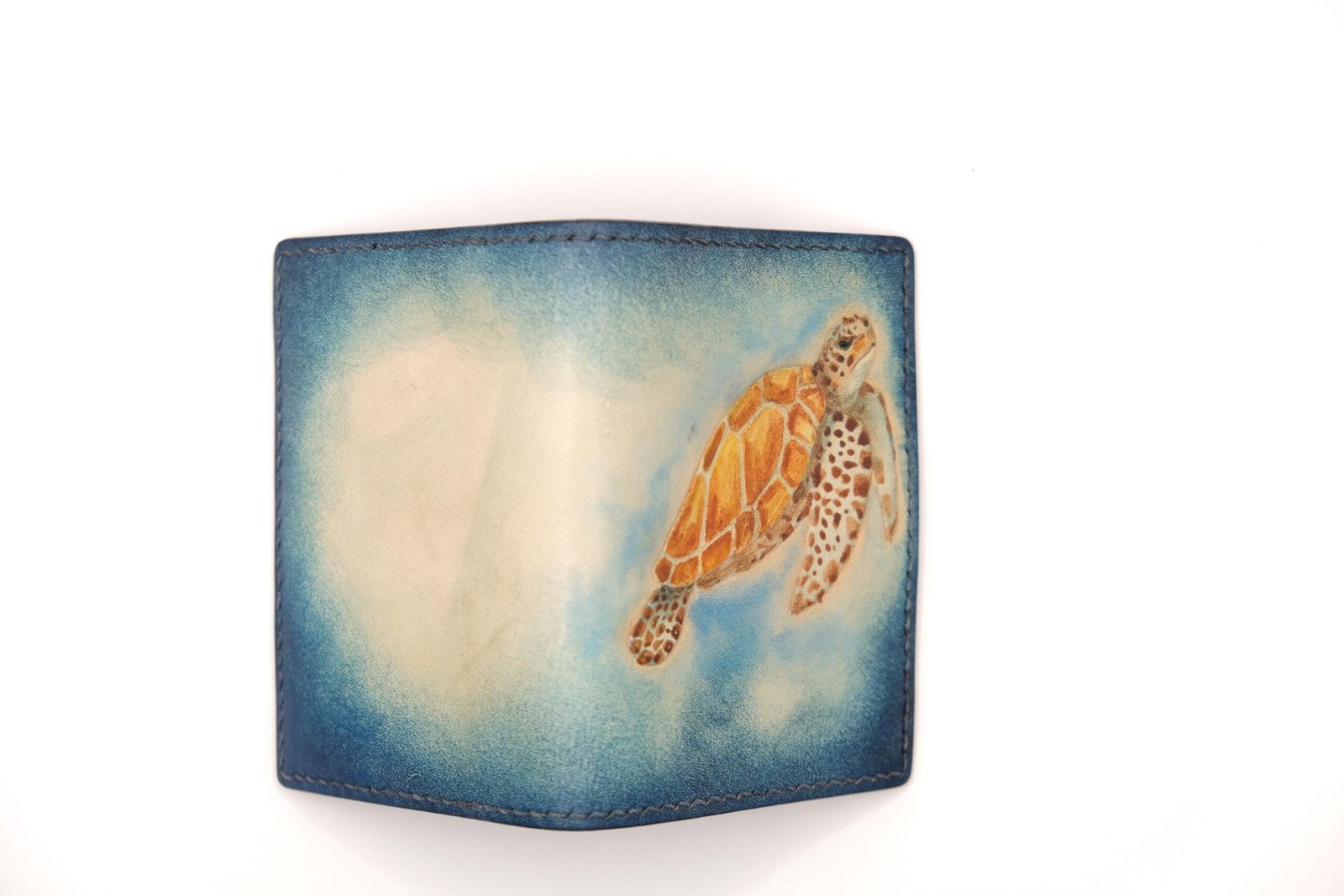 Mini Leather Wallet with Hand-Carved Sea Turtle – Handmade Leather Wallet, Leather Unique Gift - Image 6