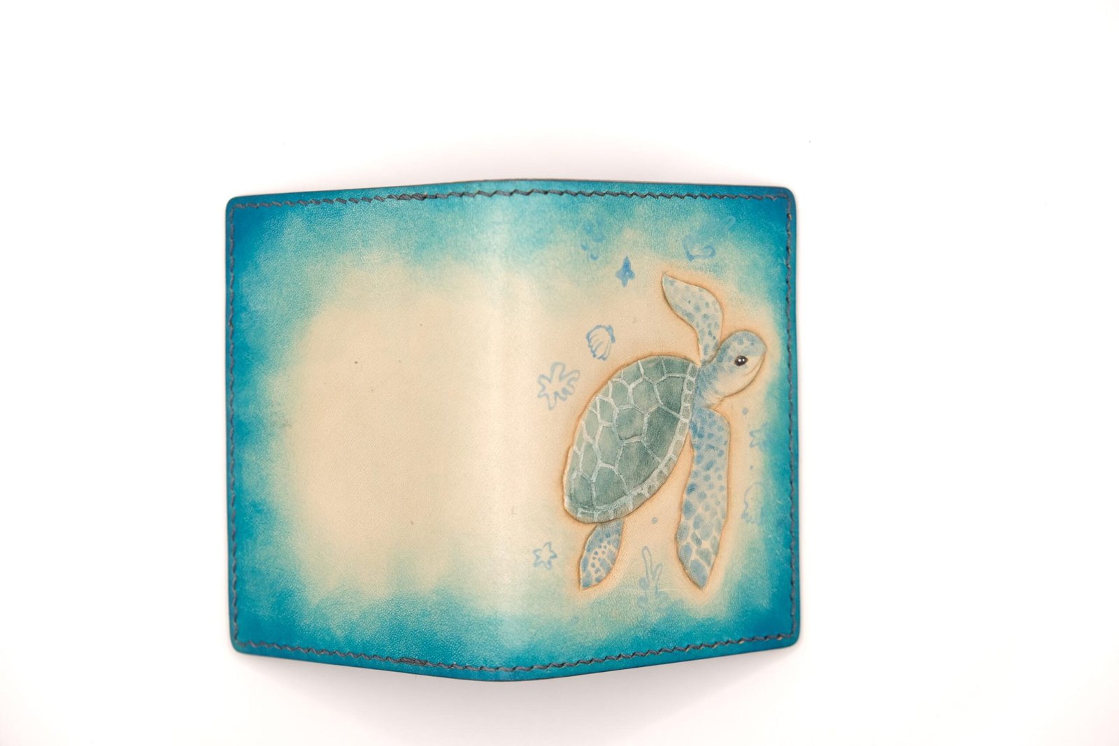 Mini Leather Wallet with Hand-Carved Sea Turtle – Handmade Leather Wallet, Honu Wallet, Unique Gift - Image 5