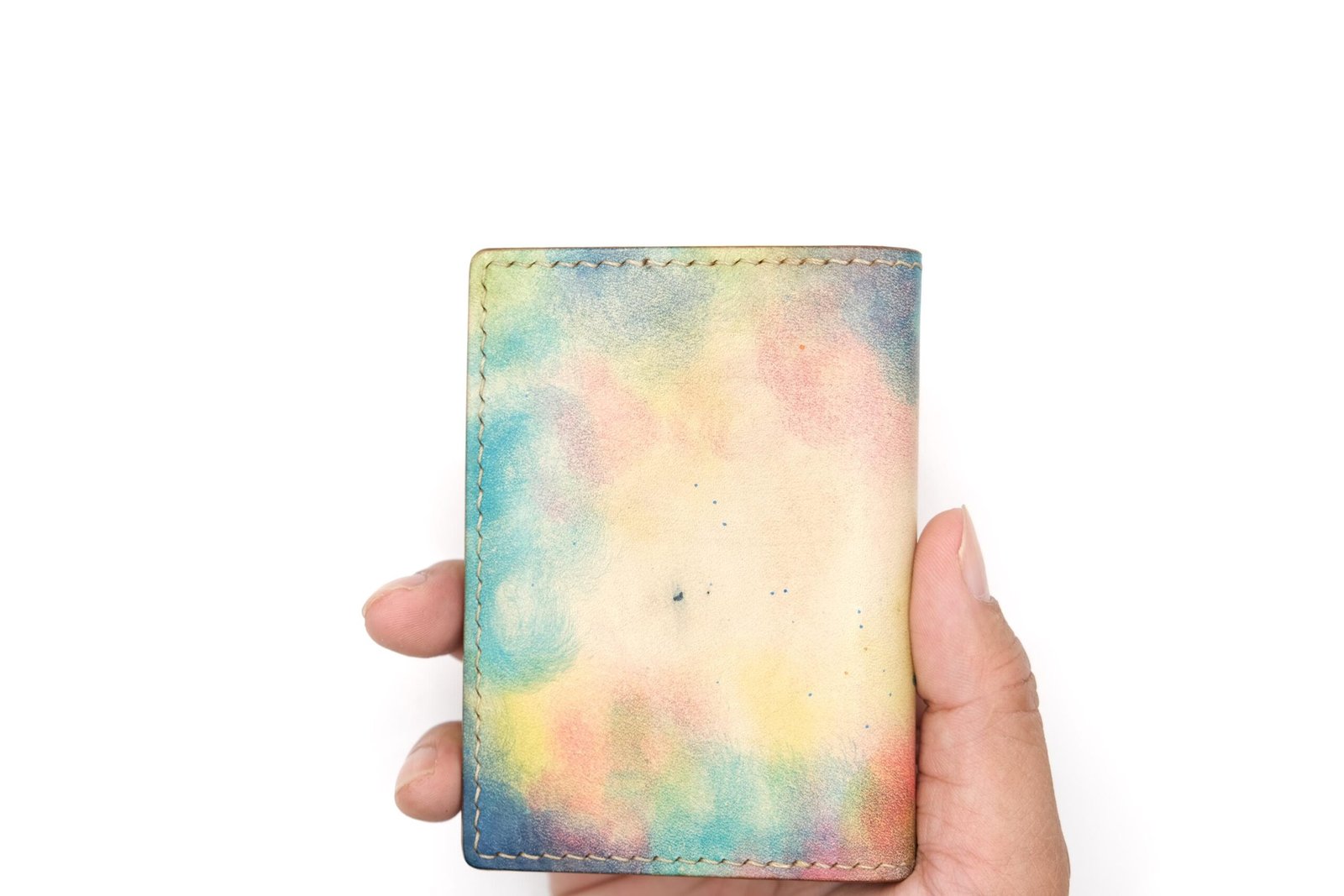 Mini Leather Wallet with Hand-Carved Sea Turtle & Rainbow – Turtle Wallet, Leather Unique Gift - Image 2