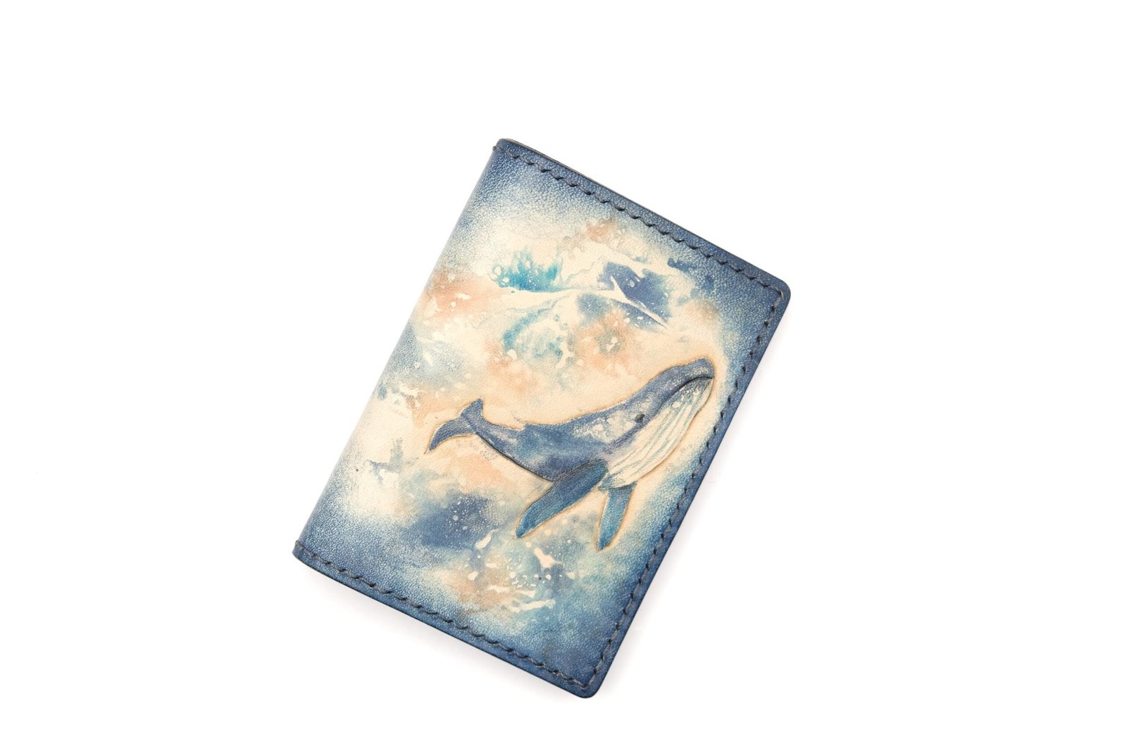 Mini Leather Wallet with Hand-Carved Humpback Whale – Handmade Unique Gift, Whale Wallet, Leather Wallet Gift - Image 2