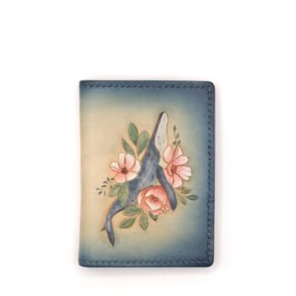 Alohaleather Hand-Carved Leather Wallet – Floral Whale Mini Card Wallet