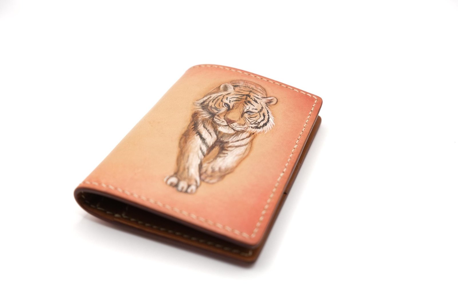 Alohaleather Tiger Mini Card Wallet – Hand-Carved Leather Unique Gift - Image 3