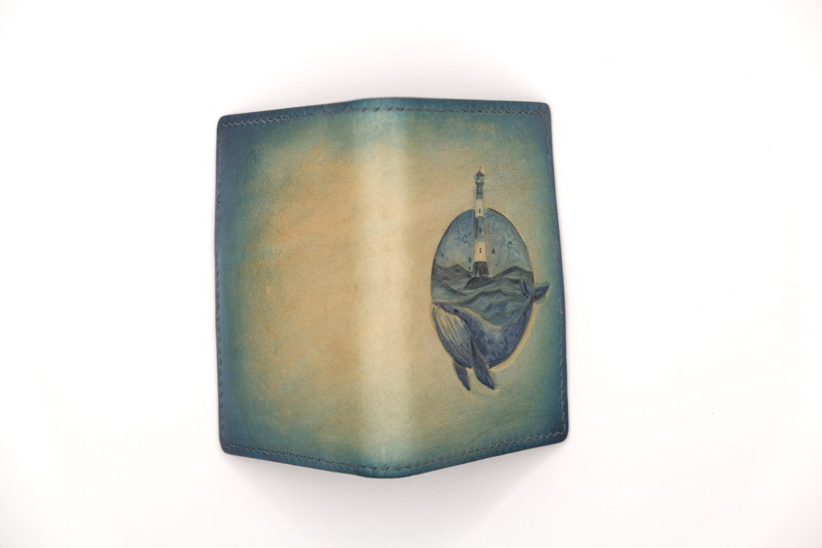Alohaleather Hand-Carved Leather Wallet – Whale Lighthouse Mini Card Wallet - Image 7