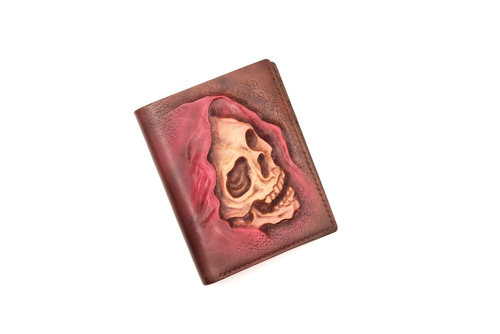 Vertical Bifold Leather Wallet with Grim Reaper Skull – Gothic Wallet – Gift for Him – Skull Art Wallet - Image 5