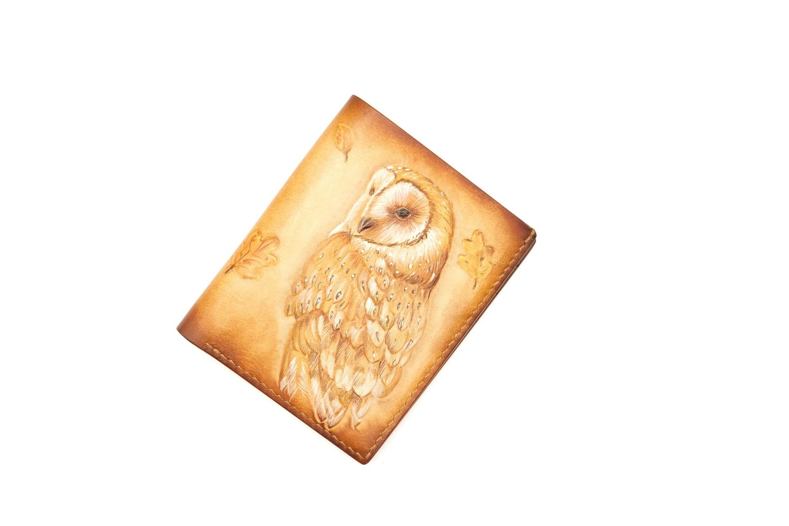 Tall Bifold Leather Wallet with Hand-Carved Barn Owl – Owl Art Wallet, Wildlife Gift, Gift for Her - Image 3