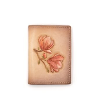 Alohaleather Hand-Carved Leather Wallet – Magnolia Blossom Mini Card Wallet