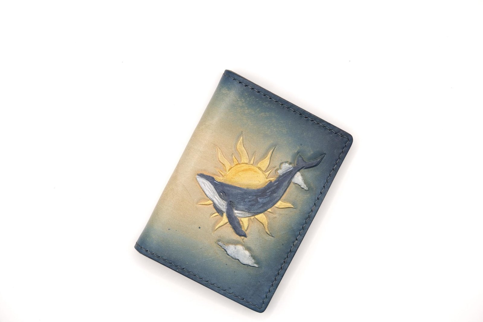 Alohaleather Hand-Carved Leather Wallet – Blue Whale Unique Wallet - Image 4