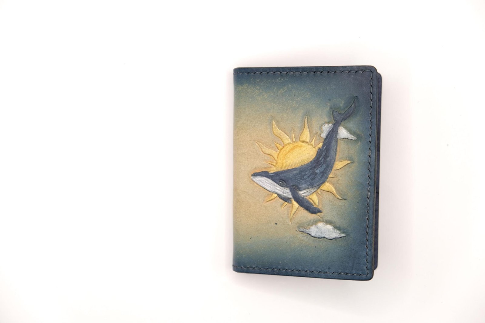 Alohaleather Hand-Carved Leather Wallet – Blue Whale Unique Wallet - Image 6