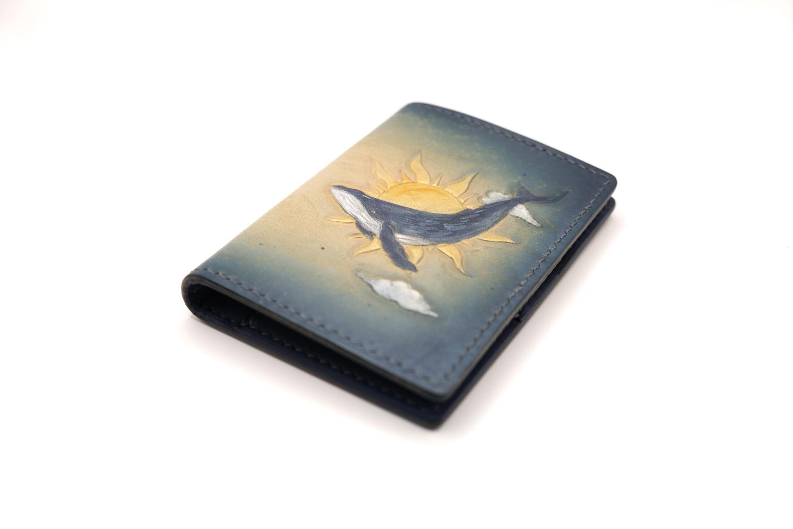 Alohaleather Hand-Carved Leather Wallet – Blue Whale Unique Wallet - Image 7