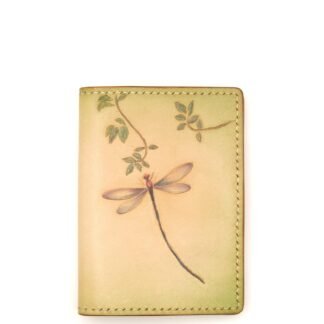 Mini Leather Wallet with Hand-Carved Dragonfly – Dragonfly Lover Gift, Unique Gift
