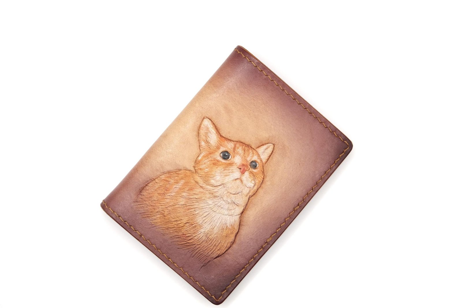 Mini Leather Wallet with Hand-Carved Cat Portrait – Orange Tabby Wallet, Pet Lover Gift, Cat Art Wallet - Image 10