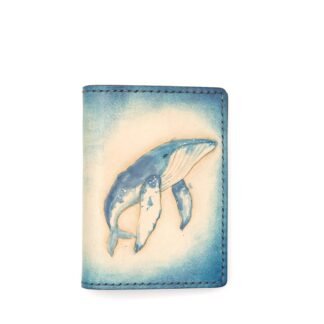 Hand-Carved Whale Mini Leather Wallet – Ocean Lover Gift, Handmade Slim Wallet, Whale Wallet
