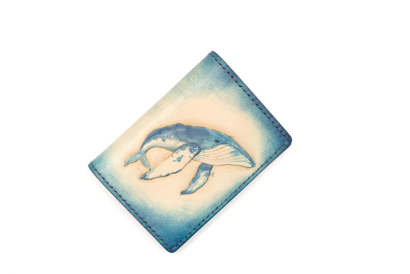 Hand-Carved Whale Mini Leather Wallet – Ocean Lover Gift, Handmade Slim Wallet, Whale Wallet - Image 3