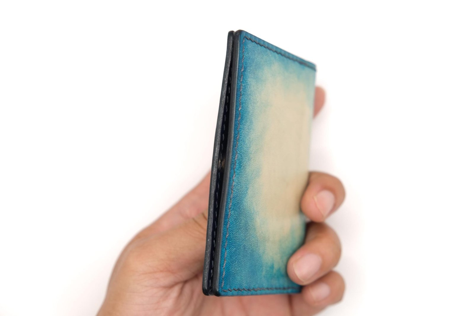 Mini Leather Wallet with Hand-Carved Whale & Roses – Ocean Floral Wallet, Blue Whale Gift - Image 7