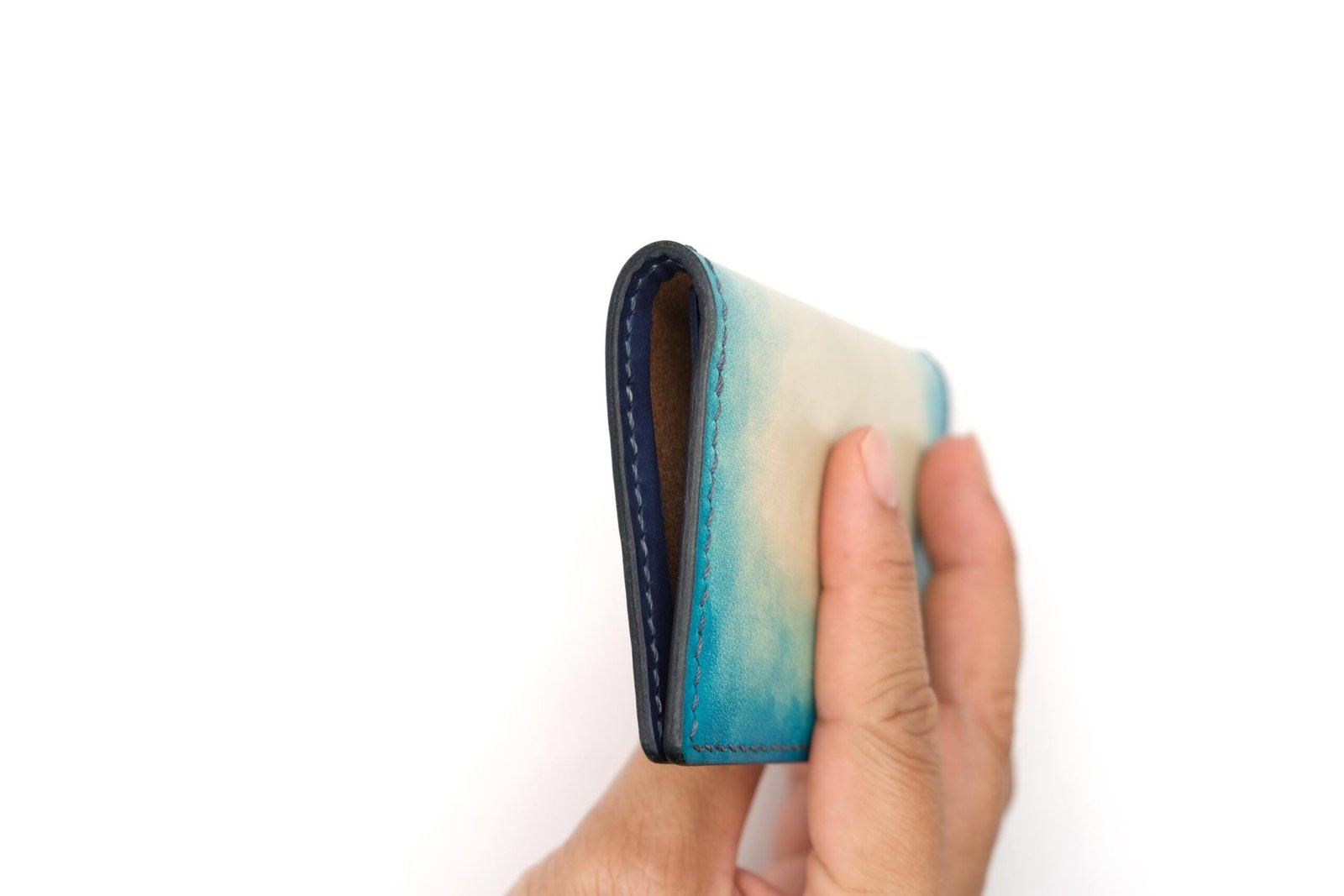 Mini Leather Wallet with Hand-Carved Baby Sea Turtle – Handmade Ocean Wallet – Minimalist Wallet – Gift for Turtle Lovers - Image 7