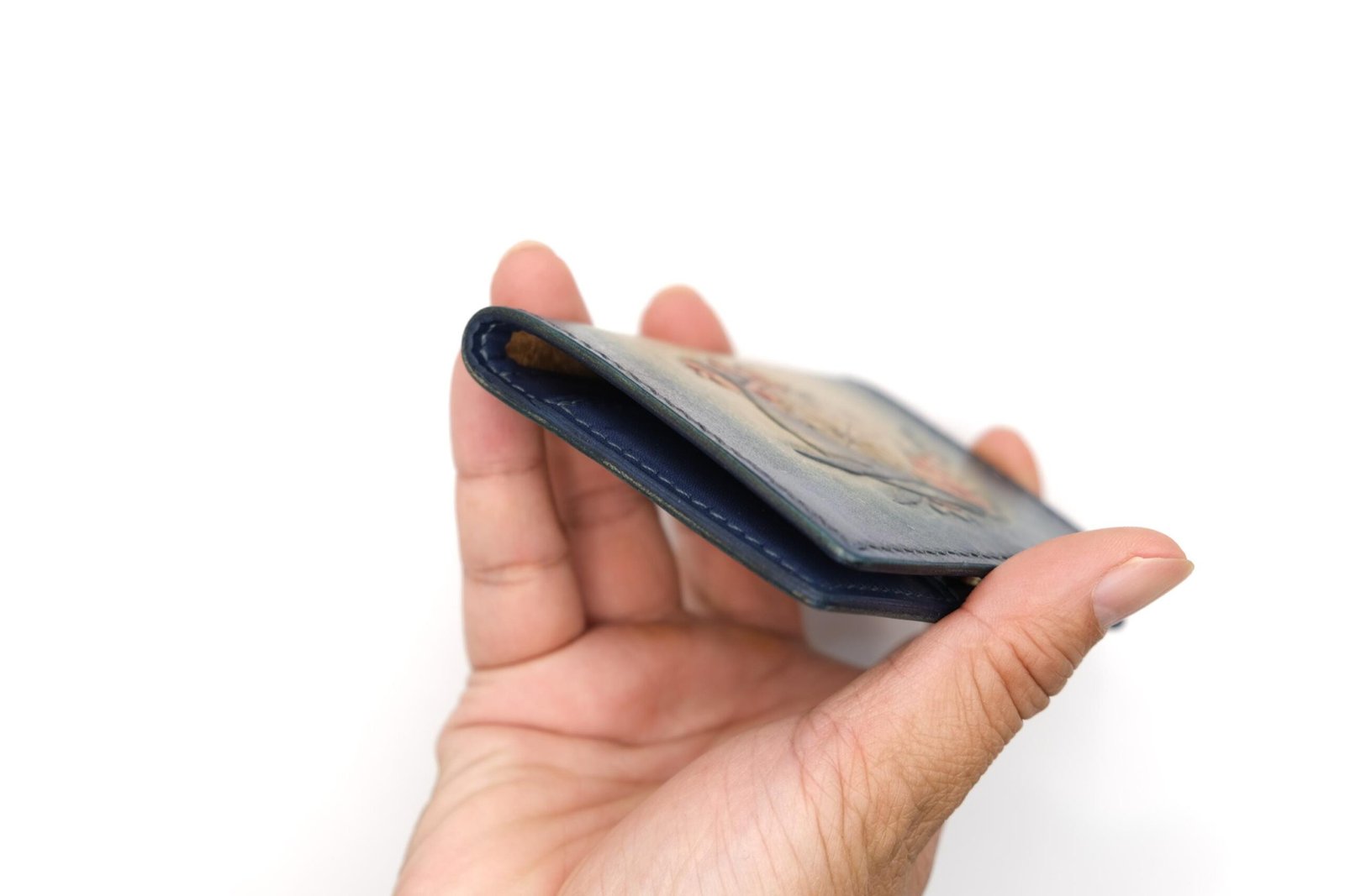 Mini Leather Wallet with Hand-Carved Whale and Compass Design – Ocean Theme Handmade Wallet - Unique Gift for Men Women - Image 8