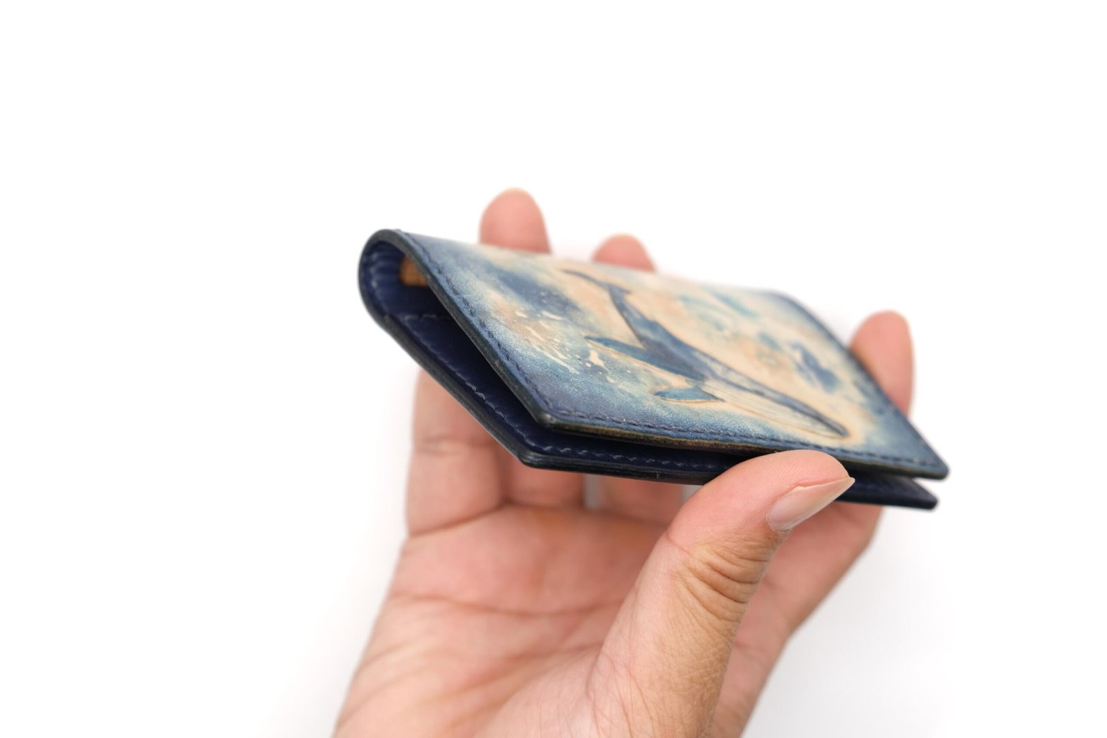 Mini Leather Wallet with Hand-Carved Humpback Whale – Handmade Unique Gift, Whale Wallet, Leather Wallet Gift - Image 6