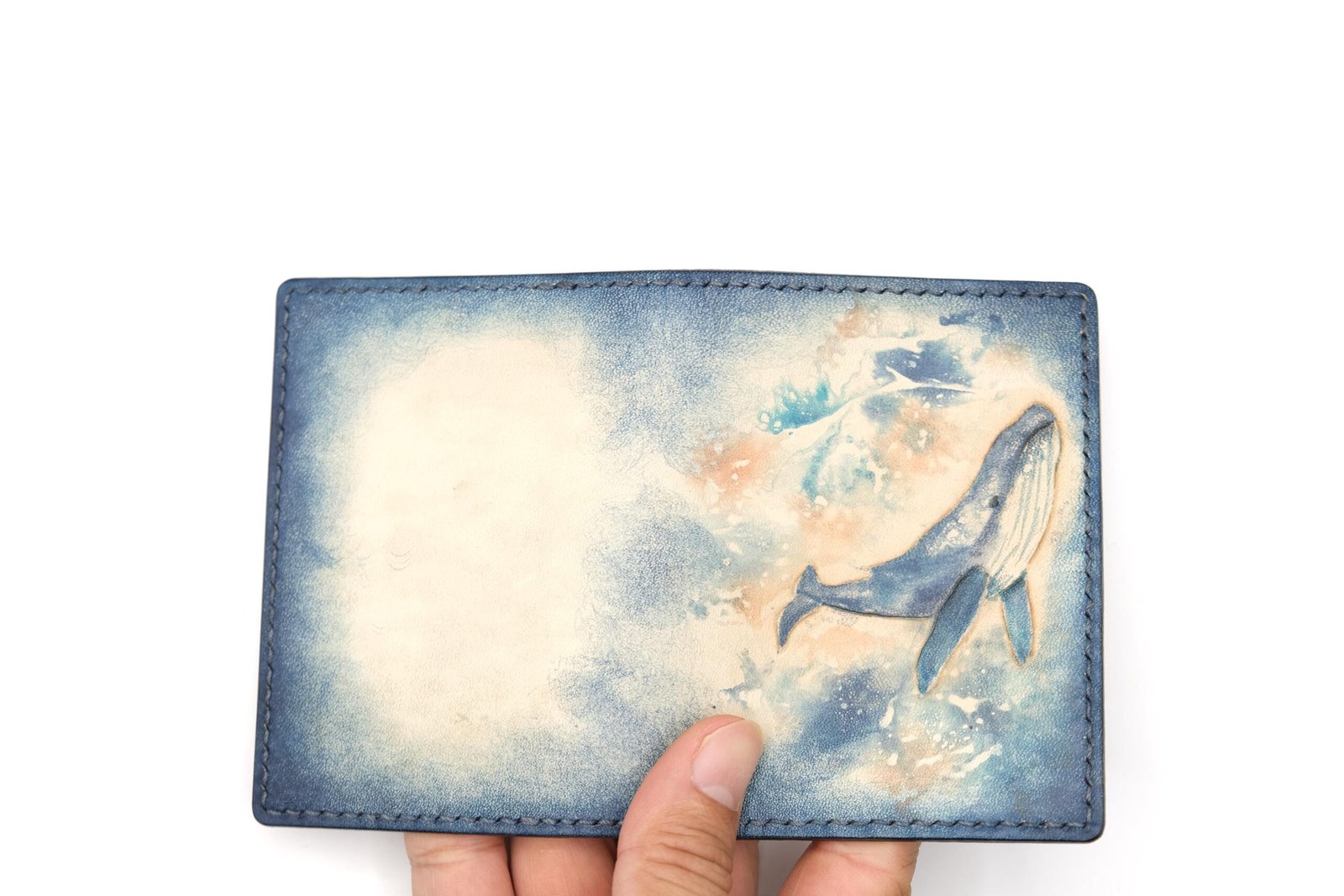 Mini Leather Wallet with Hand-Carved Humpback Whale – Handmade Unique Gift, Whale Wallet, Leather Wallet Gift - Image 10