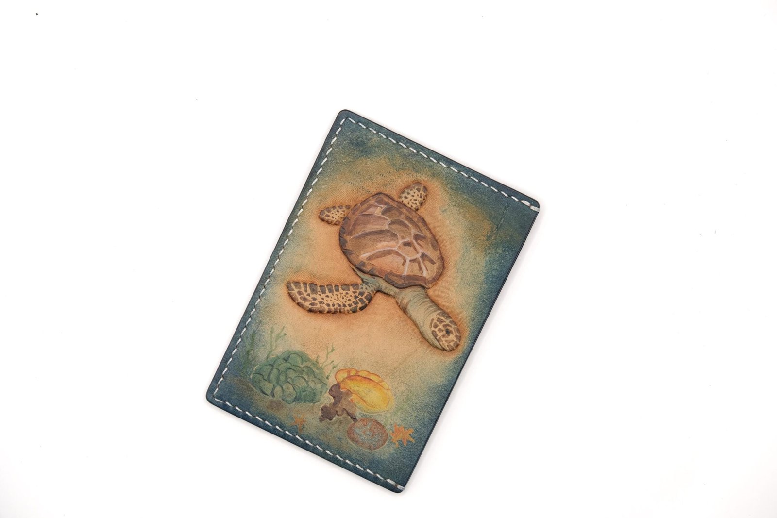 Leather Card Holder with Sea Turtle – Hand-Carved Ocean Wallet, Hawaiian Marine Life Art, Gift for Ocean Lovers - Image 5