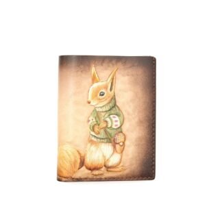 Tall Bifold Leather Wallet with Dressed Squirrel – Hand-Carved Wallet – Cute Leather Gift – Men's Bifold