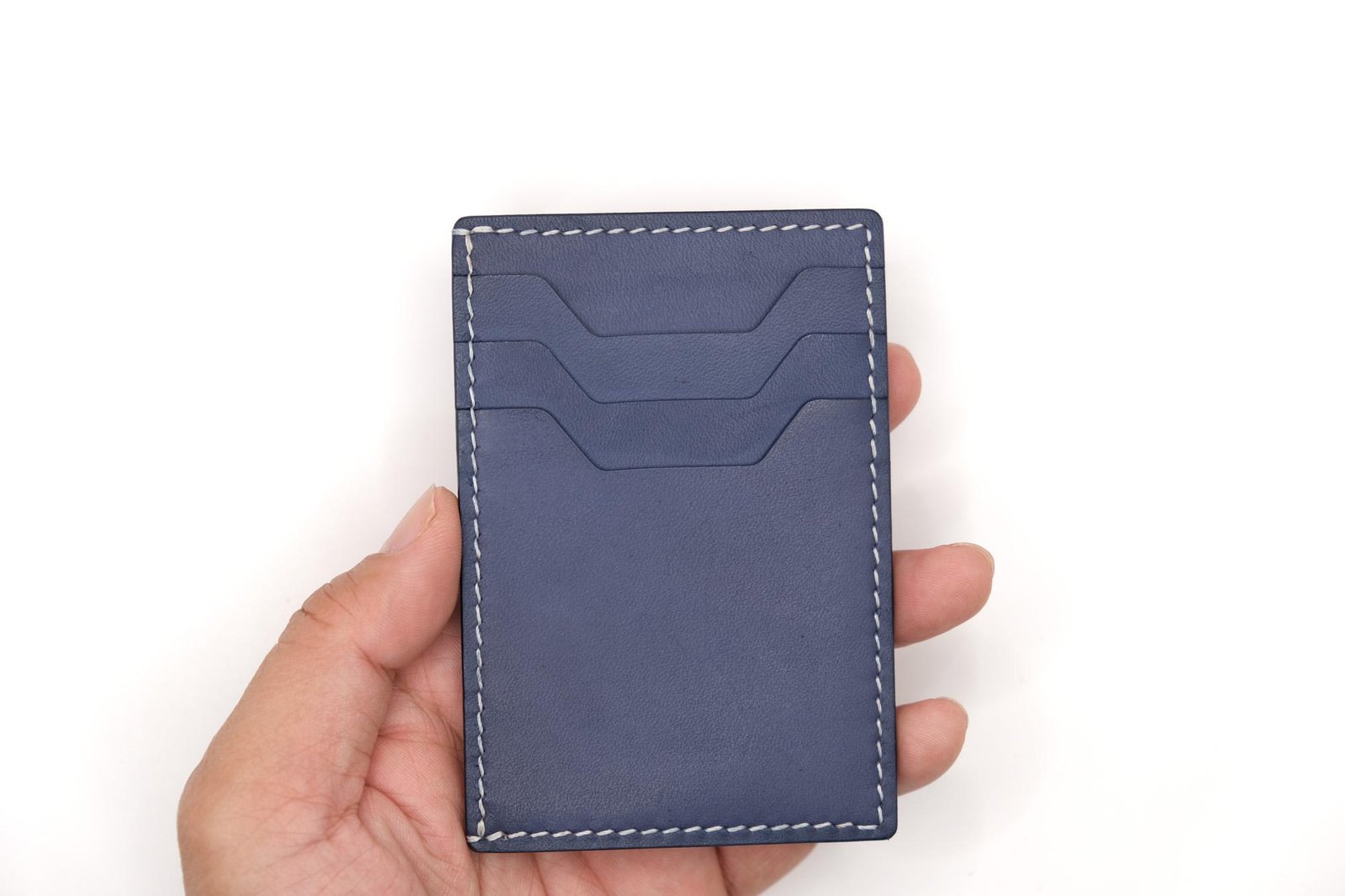 Leather Card Holder with Hand-Carved Whale in Sweater – Whale Wallet – Ocean Lover Gift – Minimalist Wallet - Image 4