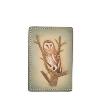 Hand-Carved Leather Card Holder with Barn Owl – Woodland Slim Wallet