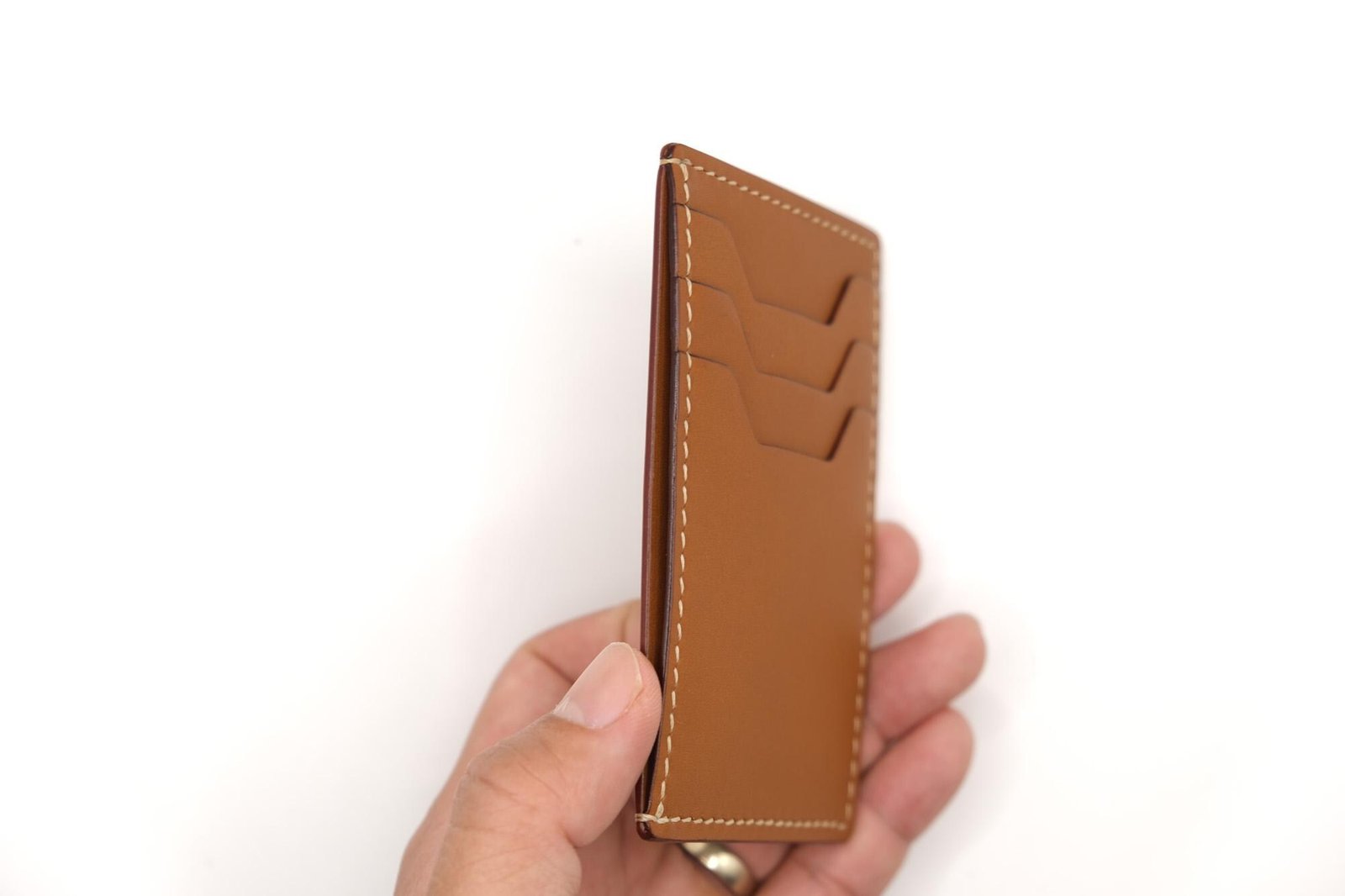 Hand-Carved Leather Card Holder with Mushrooms – Slim Wallet – Handmade Forest-Inspired Leather Card Case - Image 2