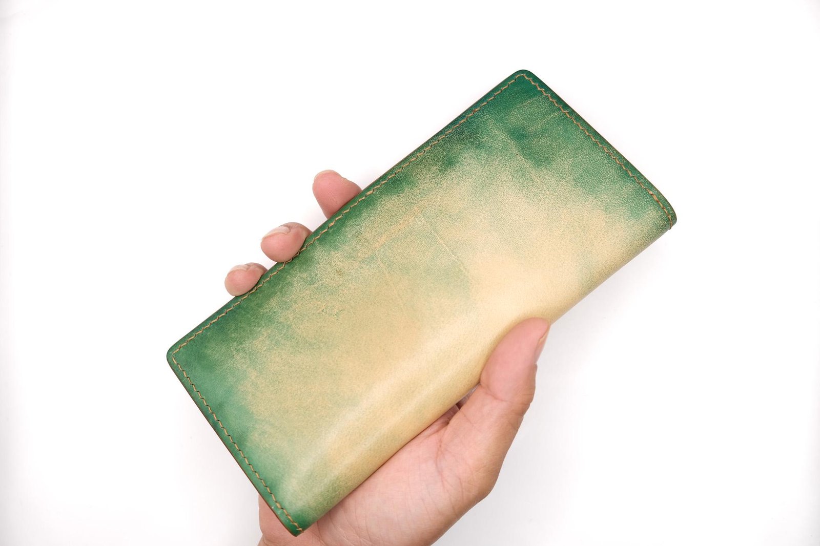 Hand-Carved Leather Long Wallet with Blossoms – Botanical Leather Clutch – Handmade Nature-Inspired Gift - Image 5
