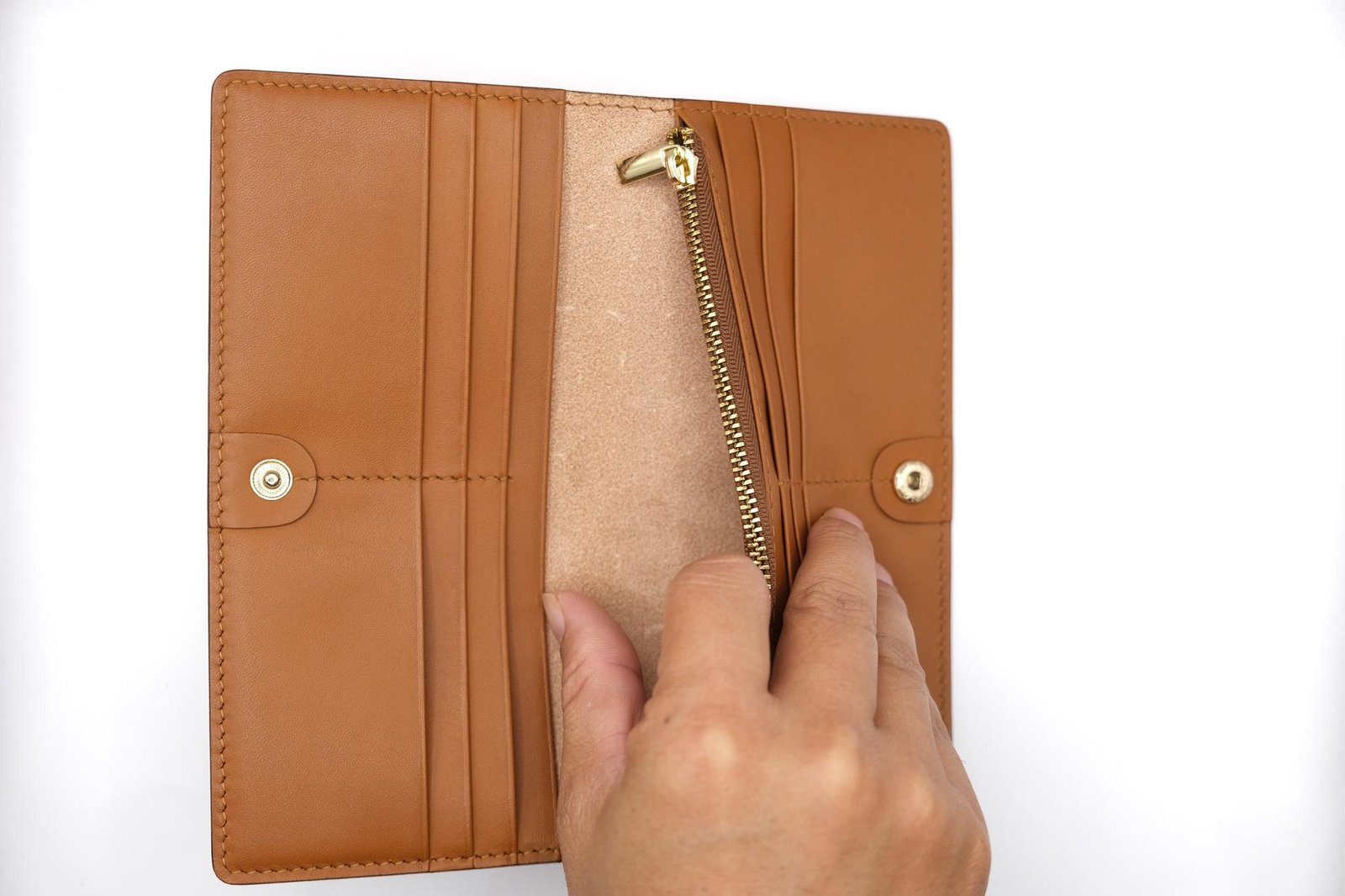 Hand-Tooled Leather Long Wallet with Orange Lily – Botanical Leather Clutch – Handmade Nature Gift for Her - Image 10