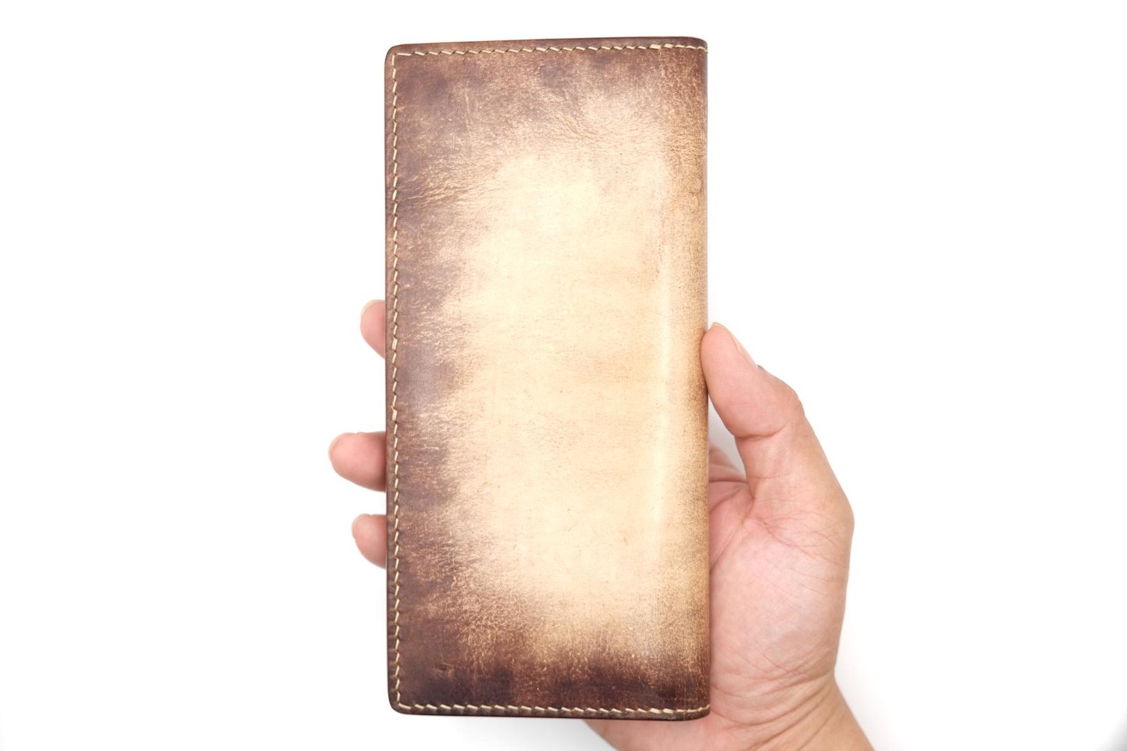 Hand-Tooled Leather Long Wallet – Raccoon Peeking Through Wood Design - Image 4
