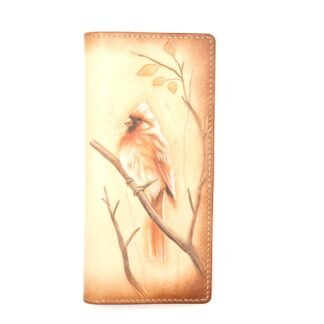 Hand-Tooled Leather Long Wallet – Cardinal Bird Design | Woodland Animal Gift