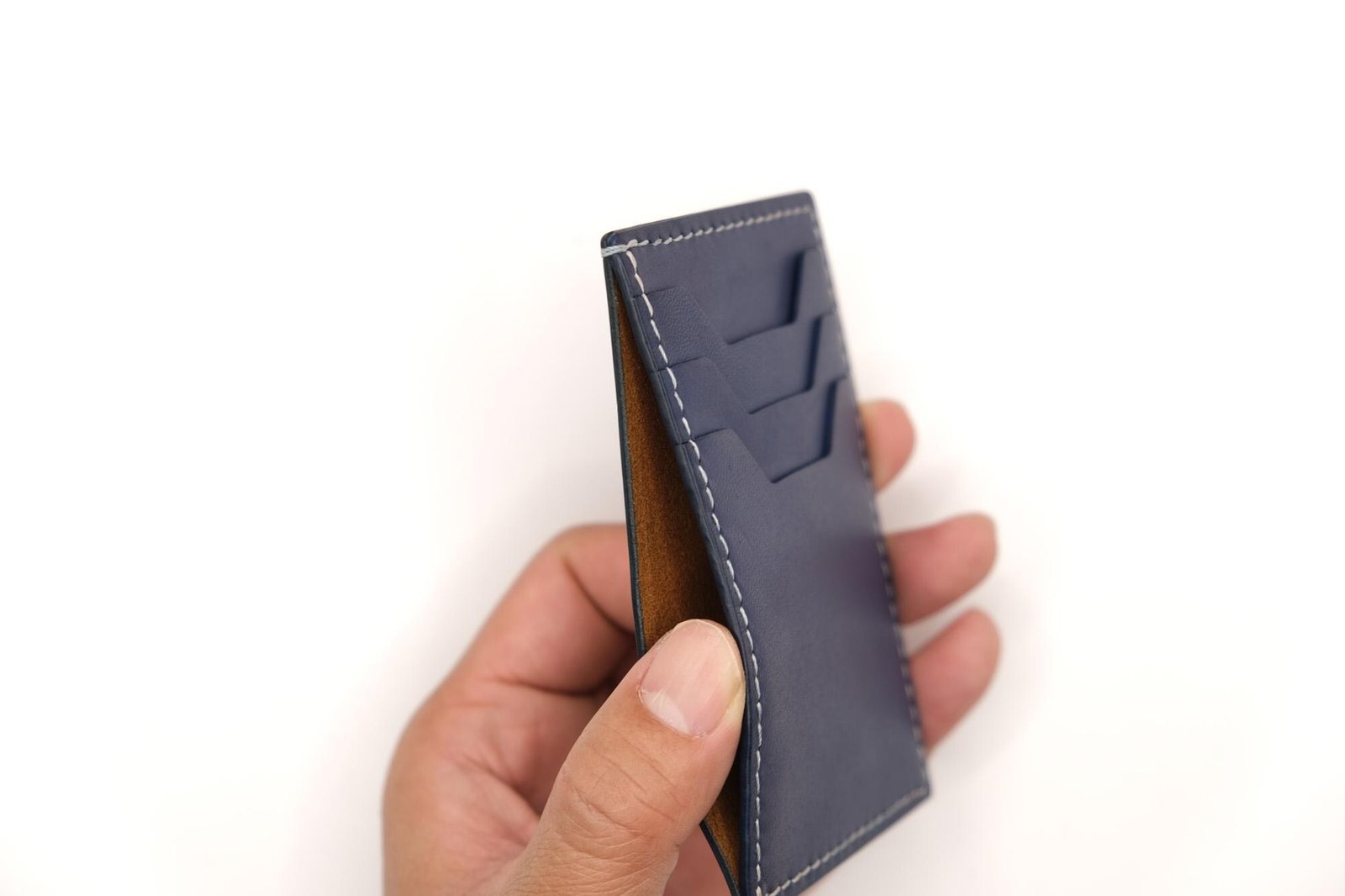 Leather Card Holder with Hand-Carved Whale in Sweater – Whale Wallet – Ocean Lover Gift – Minimalist Wallet - Image 5