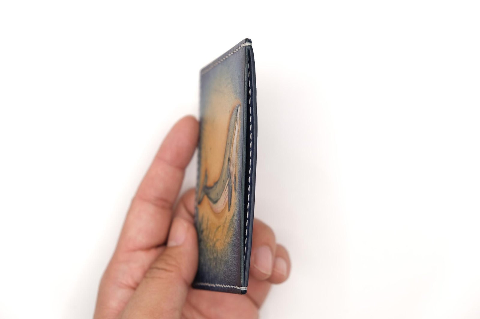 Humpback Whale Leather Card Holder – Hand-Carved Ocean Wallet – Hawaiian Marine Life Art – Blue Sea Gift - Image 7