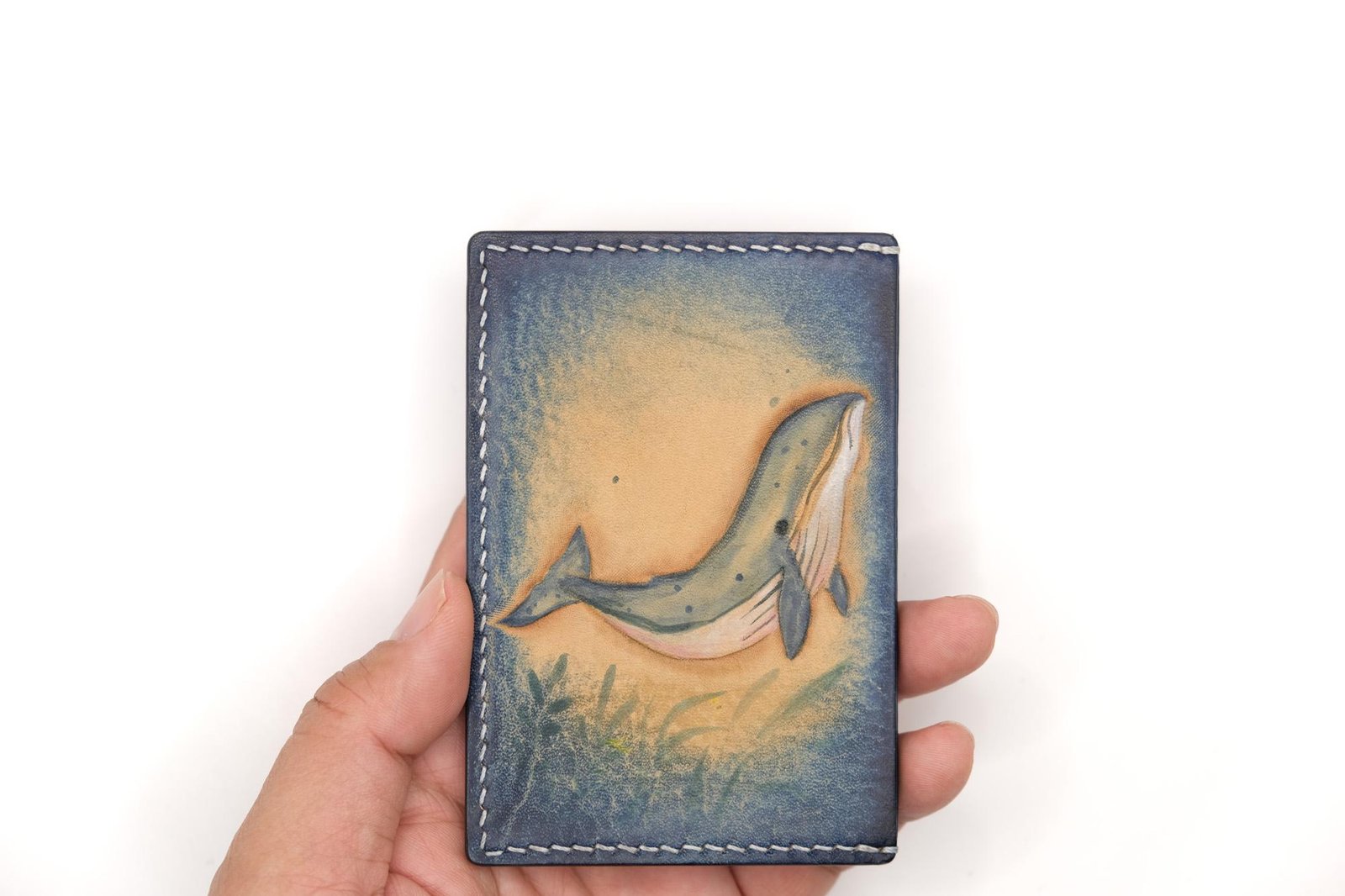 Humpback Whale Leather Card Holder – Hand-Carved Ocean Wallet – Hawaiian Marine Life Art – Blue Sea Gift - Image 8