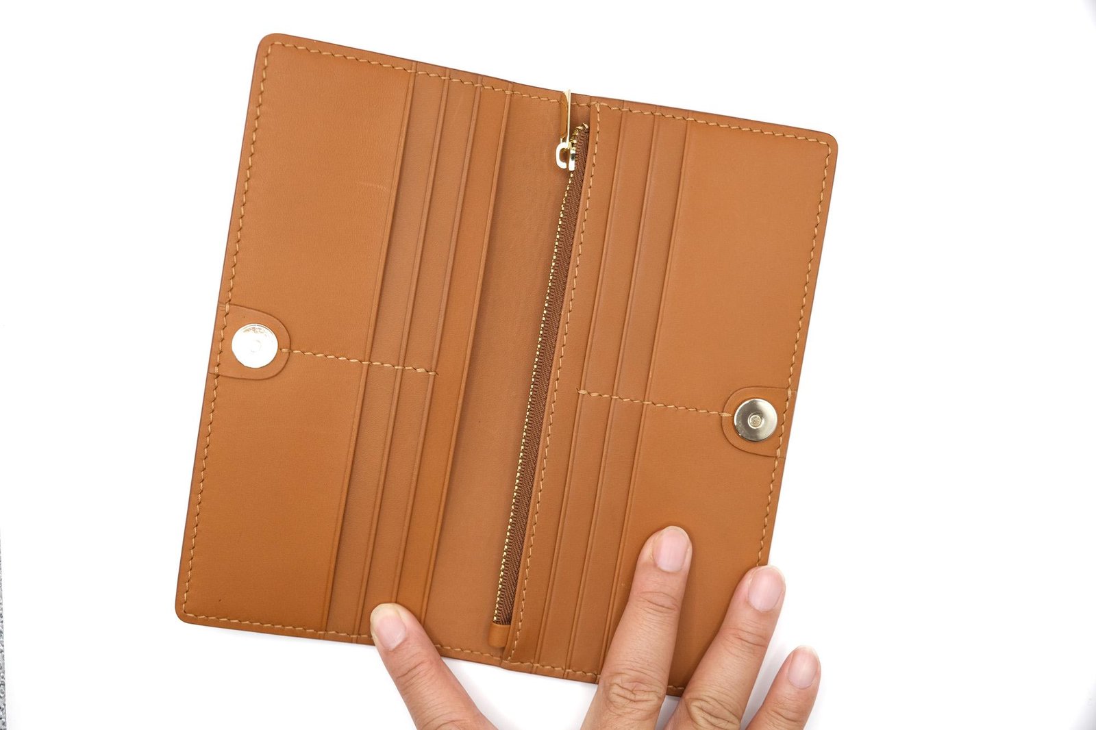 Hand-Carved Leather Long Wallet with Blossoms – Botanical Leather Clutch – Handmade Nature-Inspired Gift - Image 10