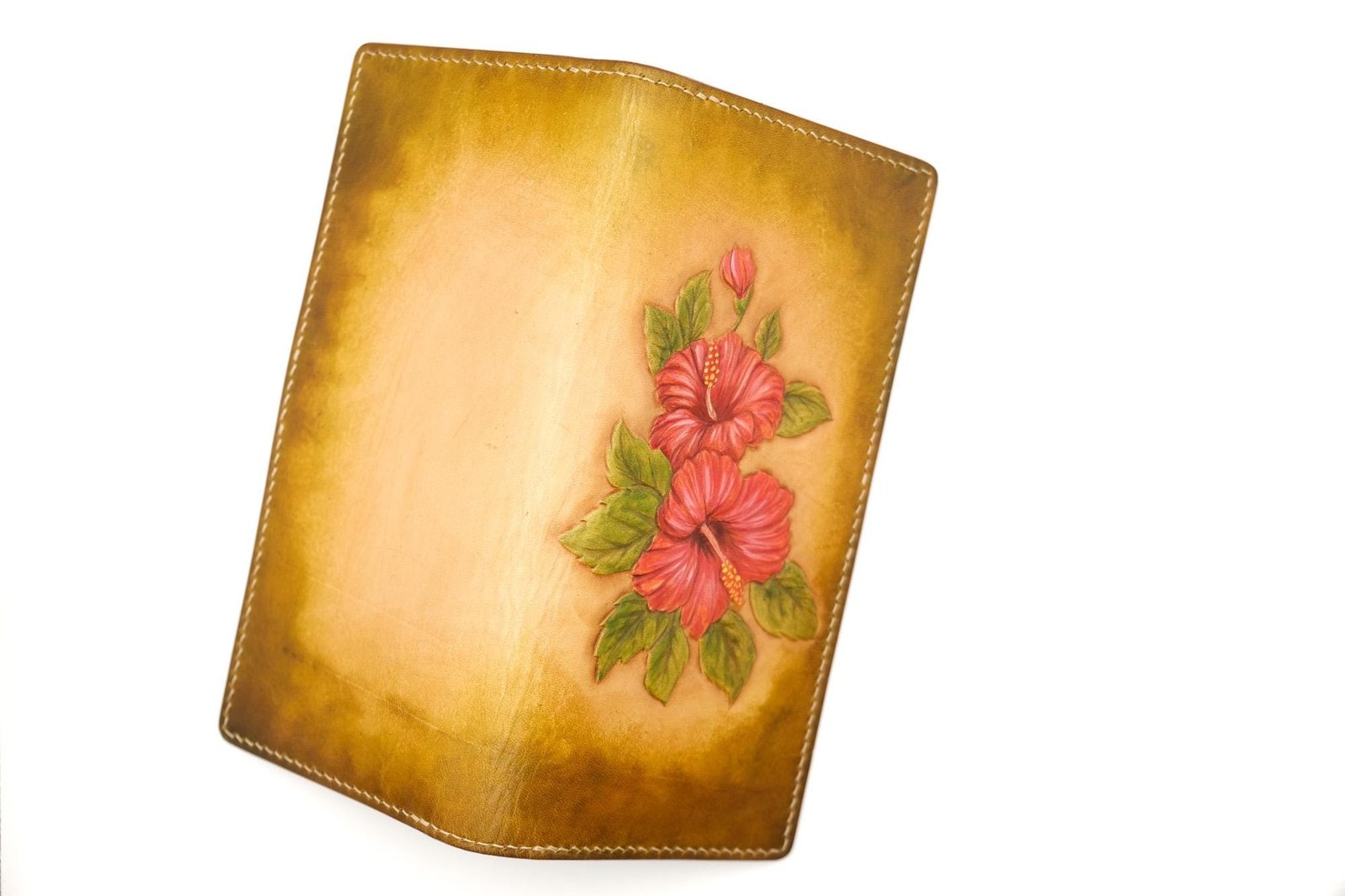 Hand-Tooled Leather Long Wallet – Red Hibiscus Design | Hawaiian Floral Wallet | Handmade Leather Gift for Her - Image 10