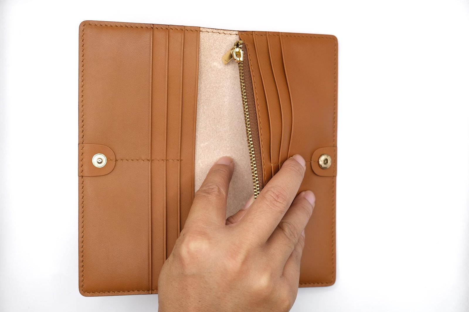 Hand-Tooled – Handmade Leather Long Wallet with Butterfly and Camellia – Nature-Inspired Butterfly Wallet - Image 10