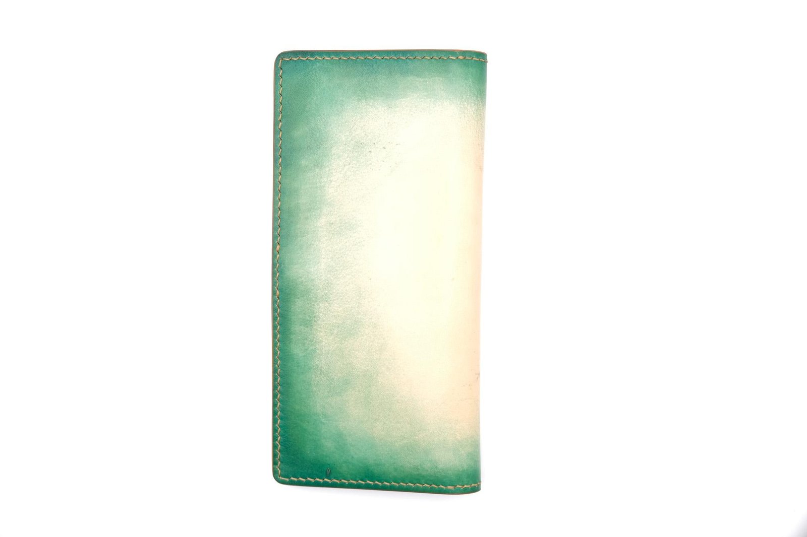 Hand-Tooled Leather Long Wallet – Blush Pink Roses with Green Ombre Background - Image 5
