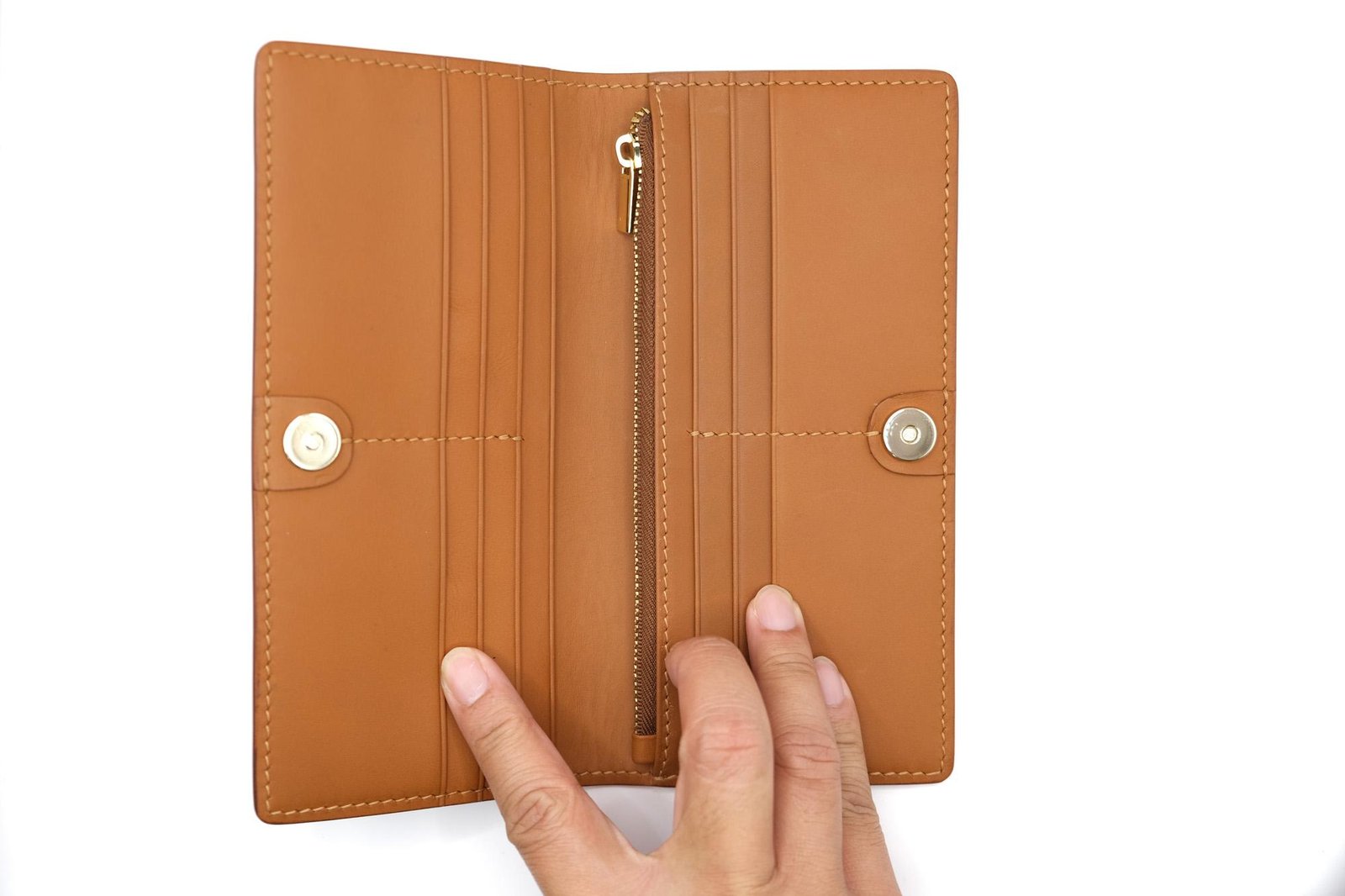 Hand-Tooled Leather Long Wallet – Blush Pink Roses with Green Ombre Background - Image 10