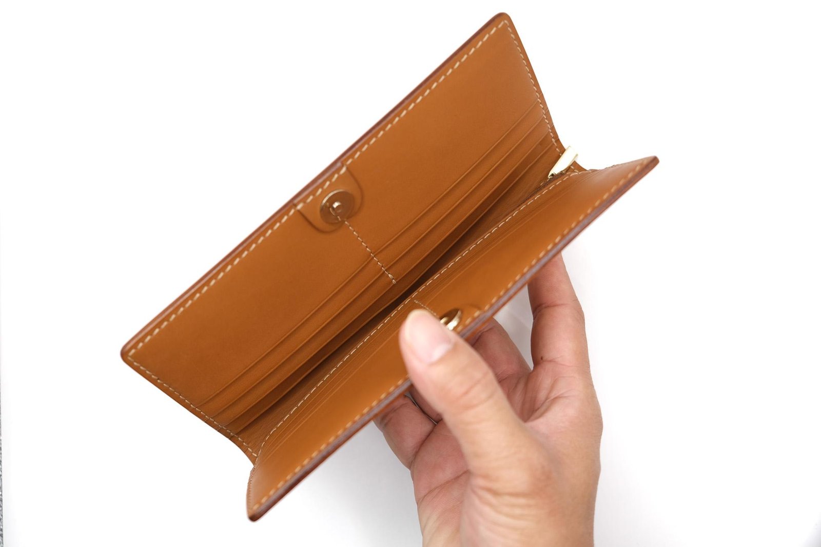 Hand-Tooled Leather Long Wallet – Snowdrop Flower & Monarch Butterfly Design - Image 10