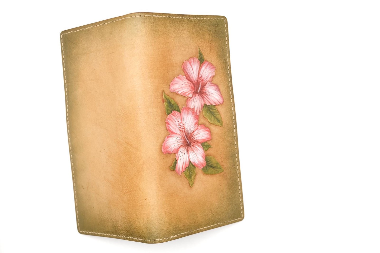 Hand-Tooled Leather Long Wallet with Pink Hibiscus Flowers – Hawaiian Gift for Her, Handmade Leather Clutch - Image 10