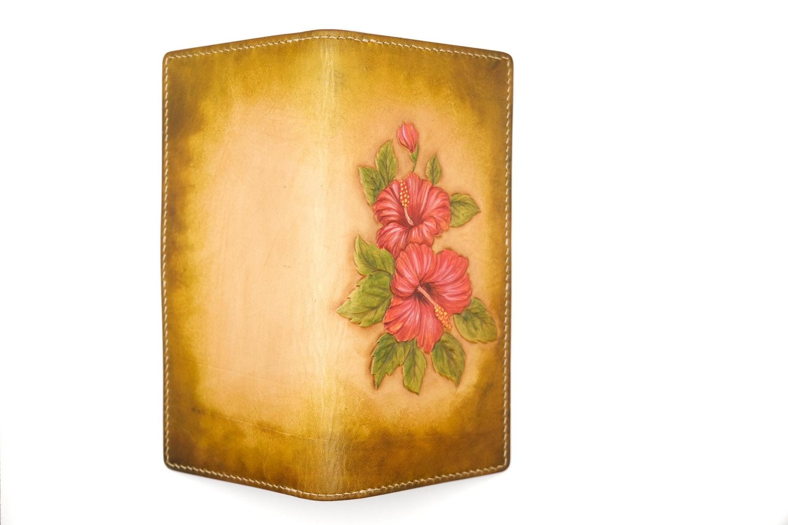 Hand-Tooled Leather Long Wallet – Red Hibiscus Design | Hawaiian Floral Wallet | Handmade Leather Gift for Her - Image 9