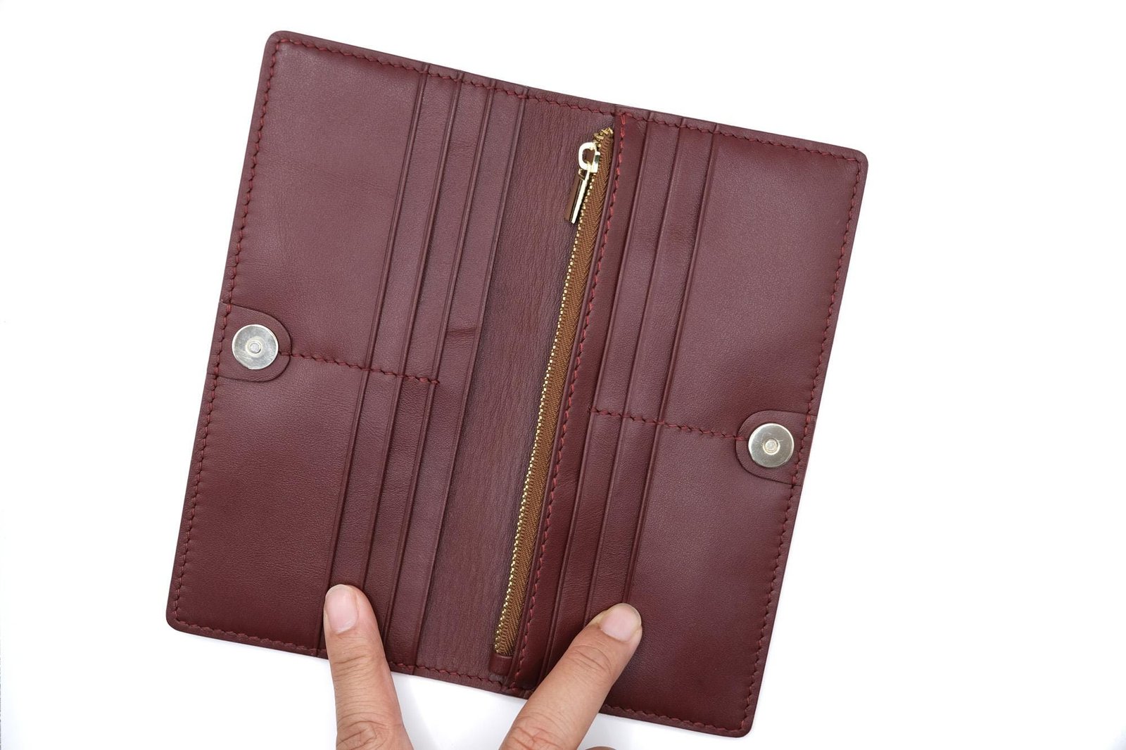 Hand-Tooled Leather Long Wallet – Chickadee Bird Lover Gift Handmade Leather Wallet - Image 10